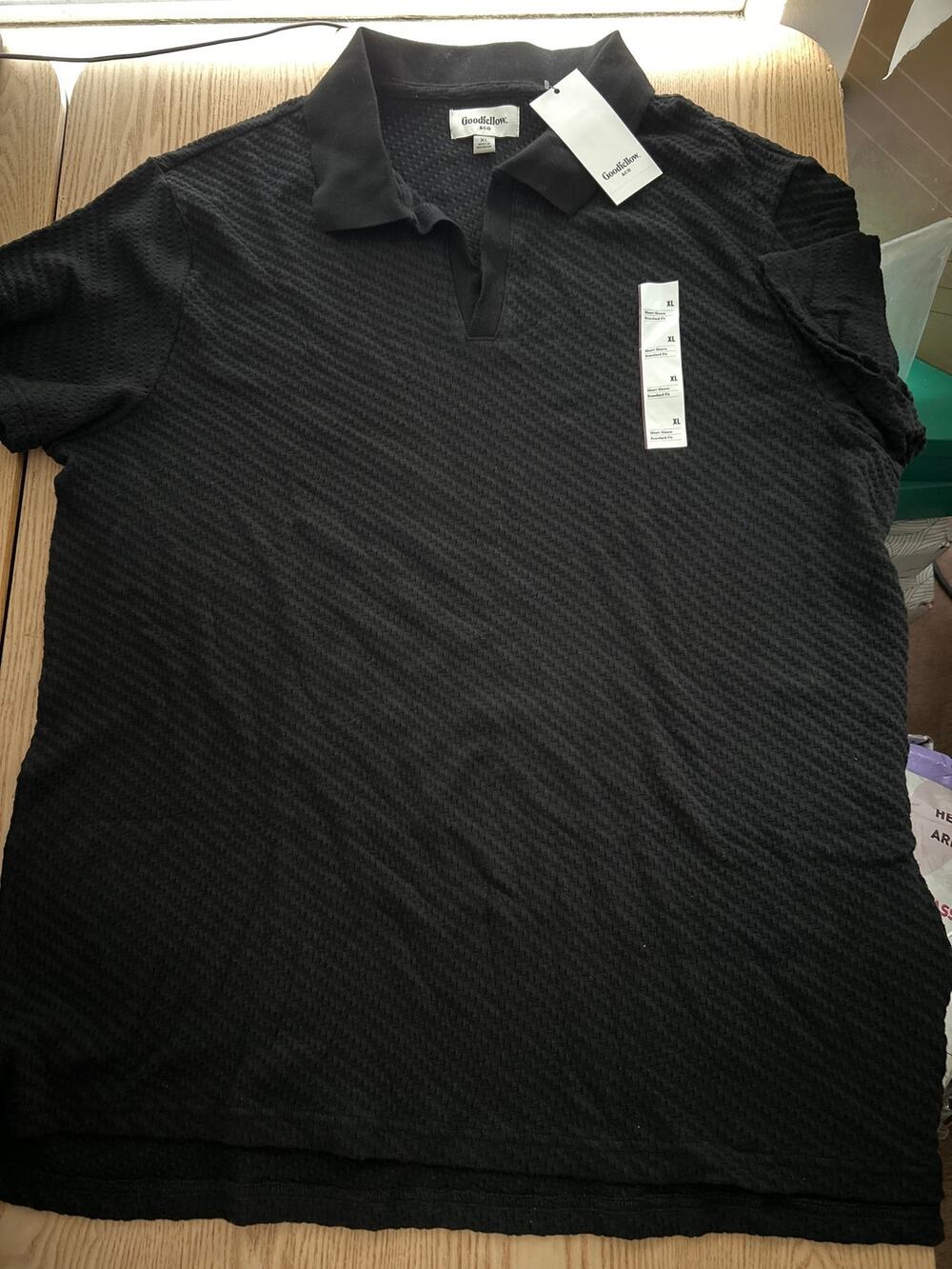 New Men Goodfellow Short Sleeve Polo Shirt Standard Fit Ebony Color XL